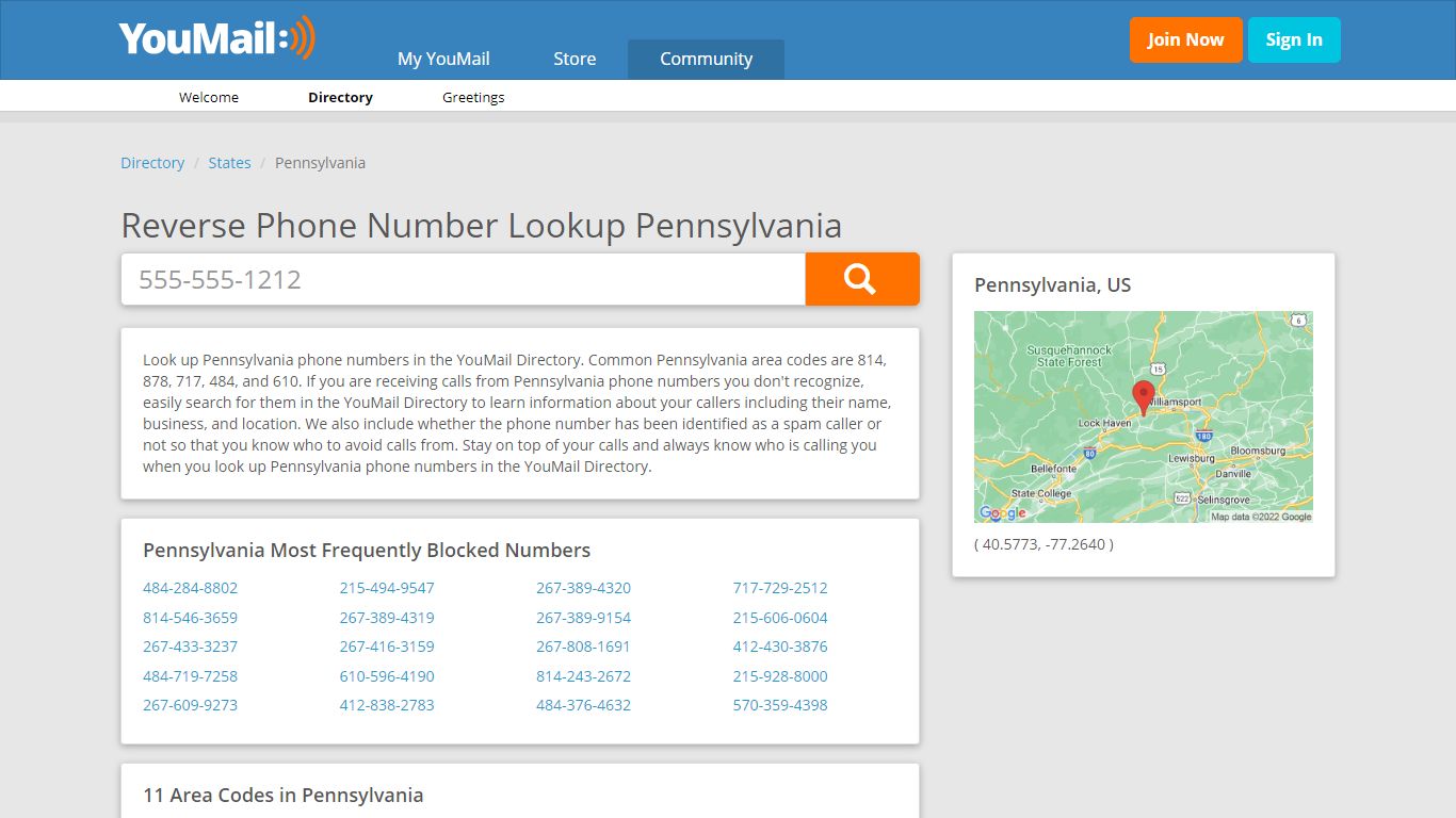 Pennsylvania Phone Numbers - Reverse Phone Number Lookup PA - YouMail